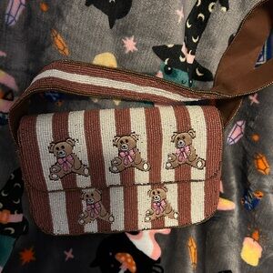 Francesca's Collections Beaded Teddy Bear Crossbody Bag